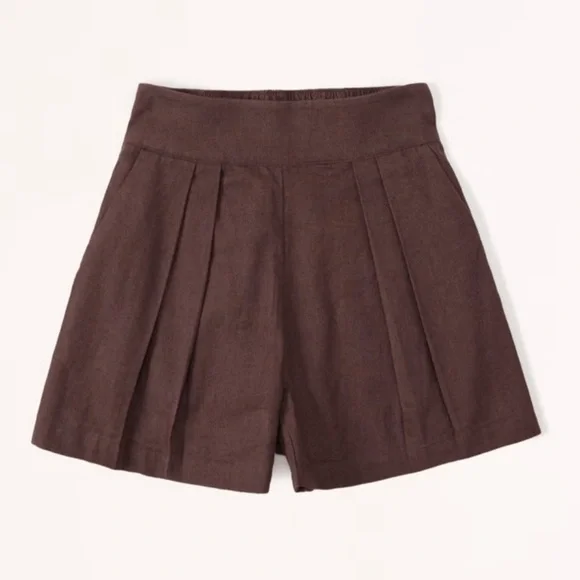 abercrombie high waist linen blend pull on short - Picture 2 of 5
